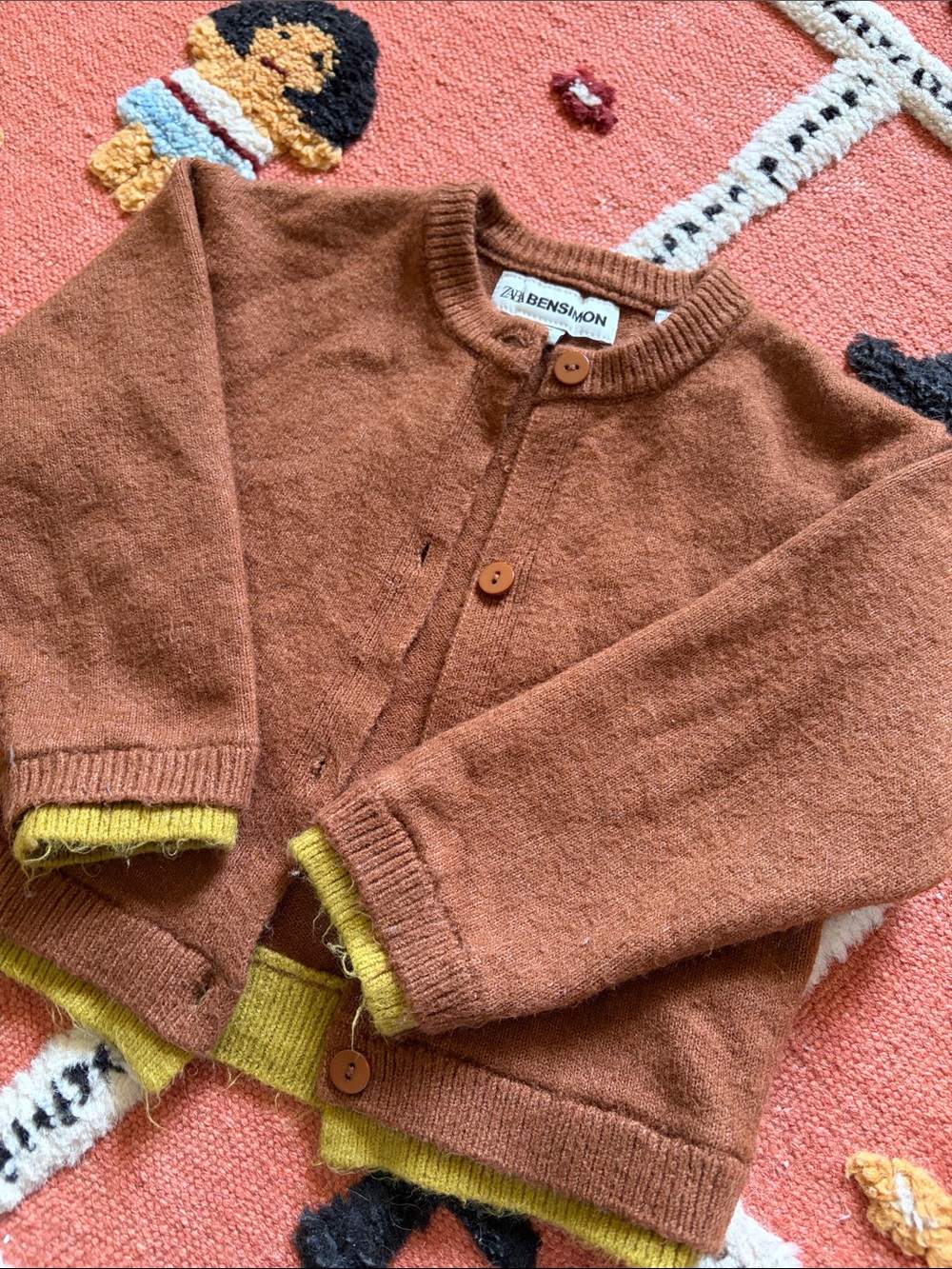 Bensimon Brown Cardigan with Yellow Trim